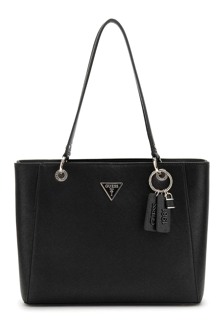 Geanta tote din piele ecologica cu pandantiv logo Noelle, Negru