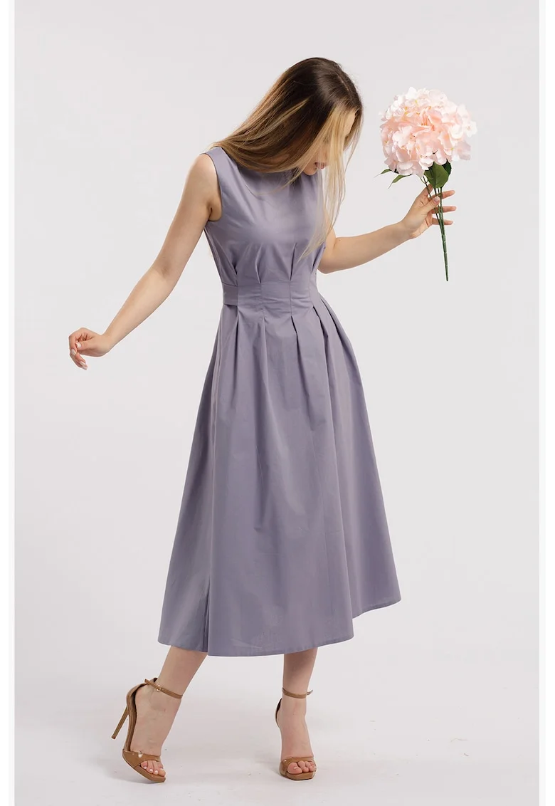 Rochie uni cu buzunare laterale, Lila pal