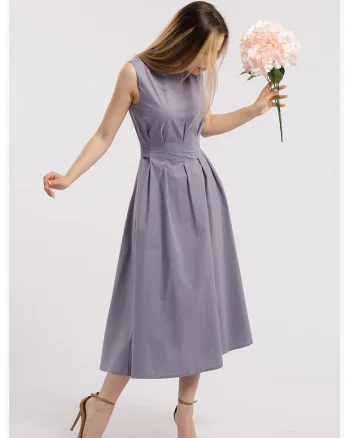 Rochie uni cu buzunare laterale, Lila pal