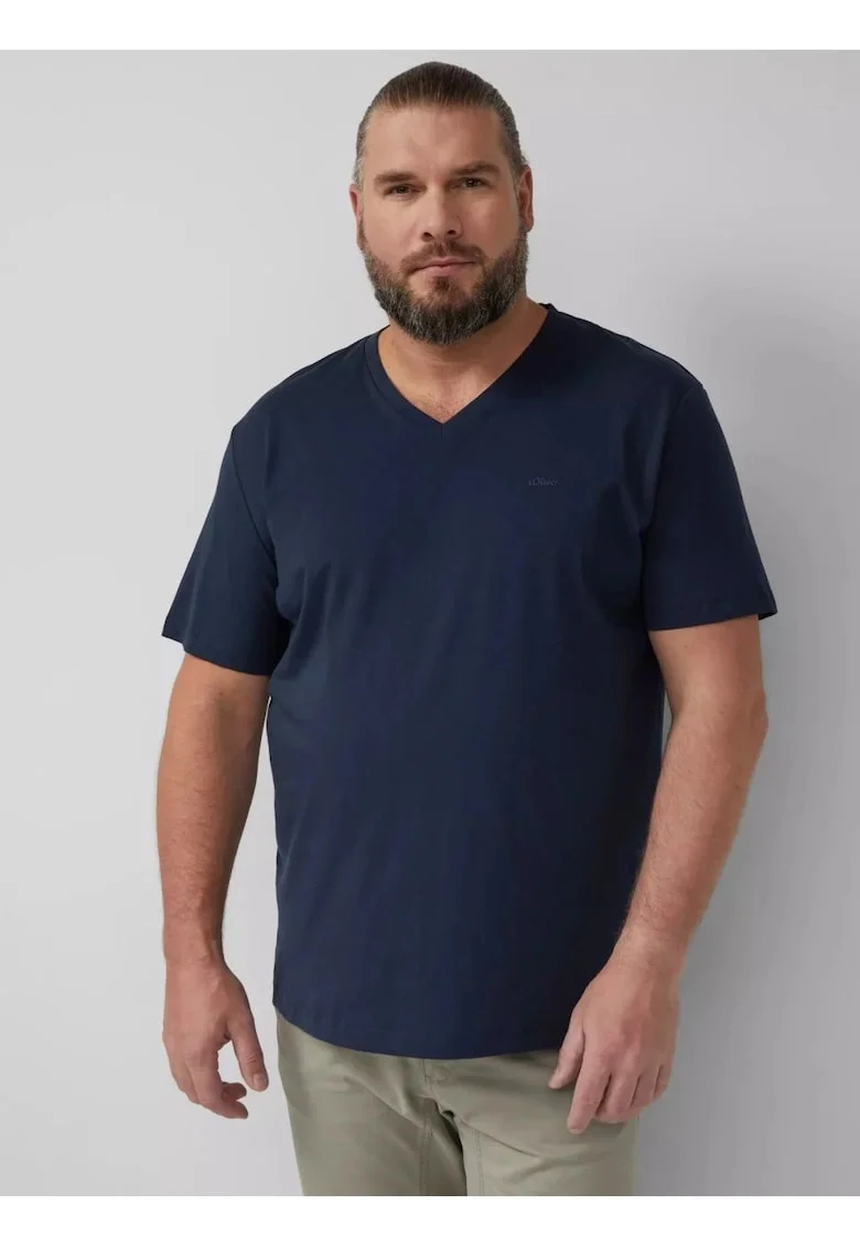 Big Sizes Tricou barbati big sizes, cu anchior, din bumbac, Bleumarin inchis