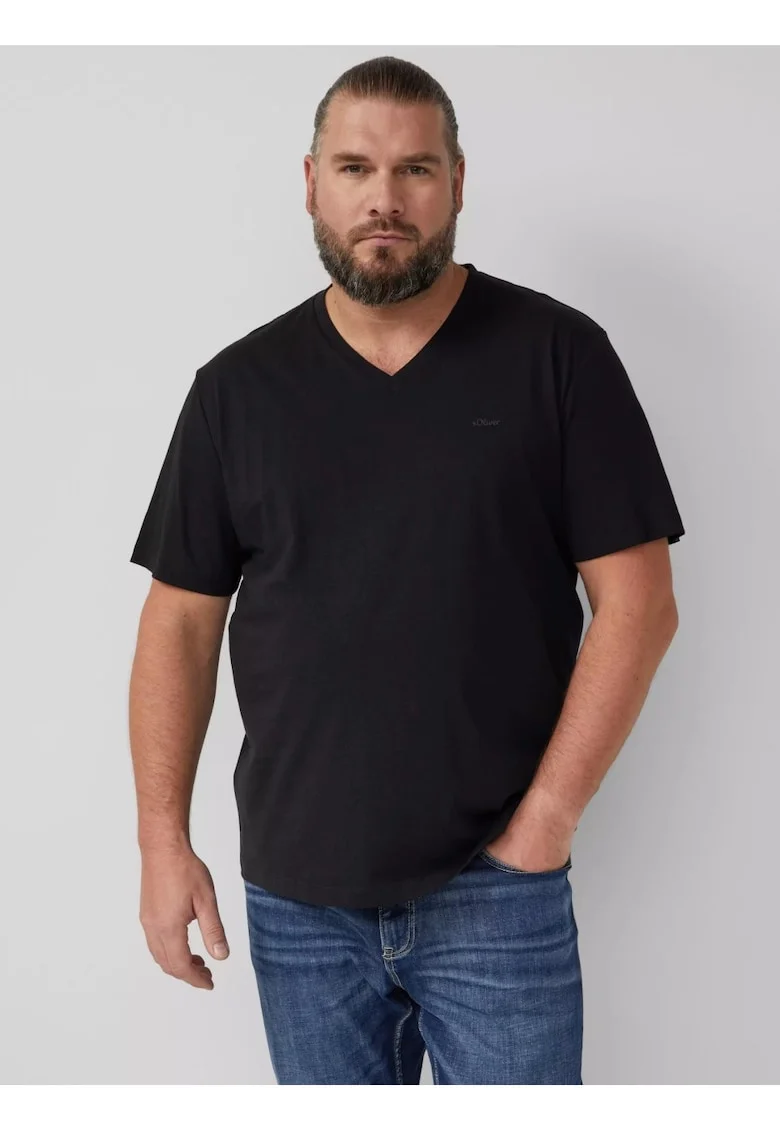 Big Sizes Tricou barbati big sizes, cu anchior, din bumbac, Negru