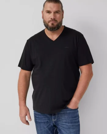 Big Sizes Tricou barbati big sizes, cu anchior, din bumbac, Negru
