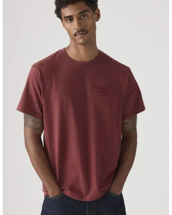 Tricou de bumbac cu decolteu rotund, Rosu inchis