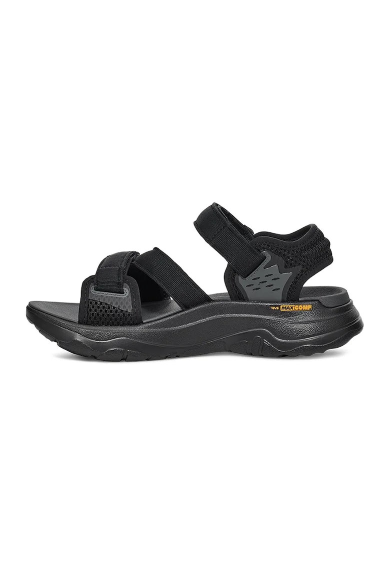 Sandale cu velcro si logo Zymic, Negru