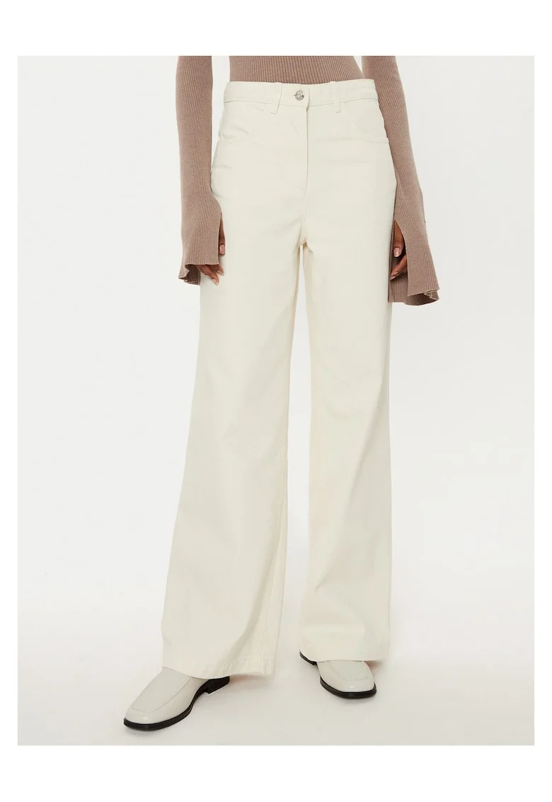 Pantaloni dama,  crem, material de calitate,