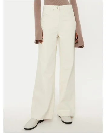 Pantaloni dama,  crem, material de calitate,