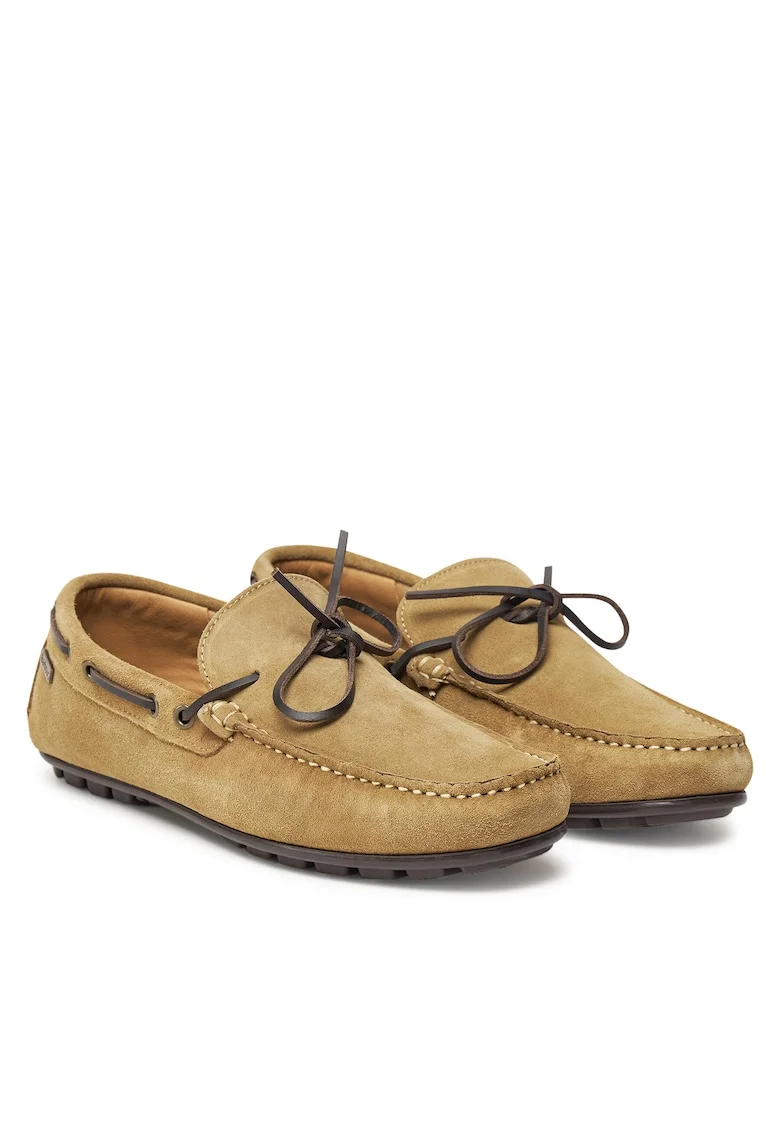 Mocasini barbati,  piele intoarsa, bej,