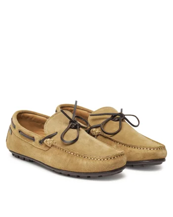 Mocasini barbati,  piele intoarsa, bej,