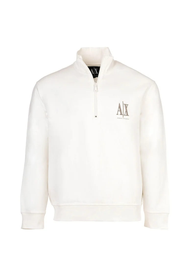 Bluza de trening cu fenta cu fermoar, Alb