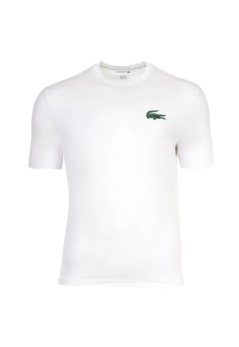 Tricou cu decolteu la baza gatului si logo, Alb