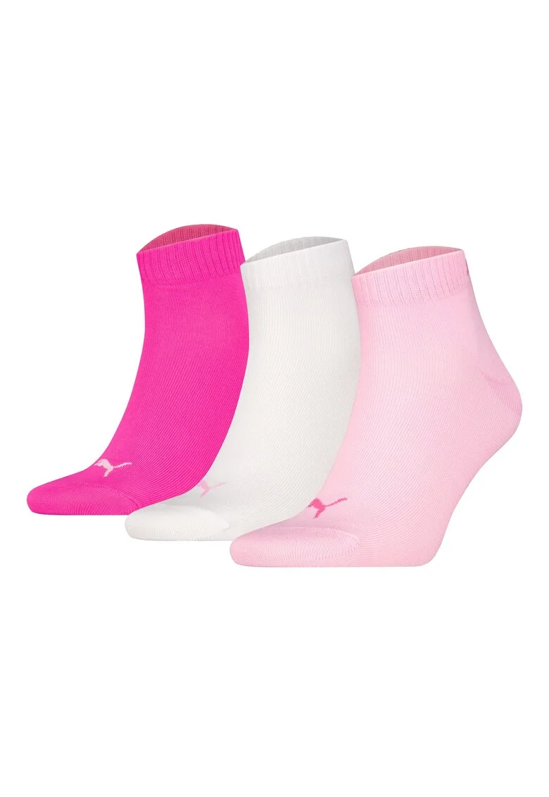 Set de sosete scurte unisex - 3 perechi, Alb/Roz