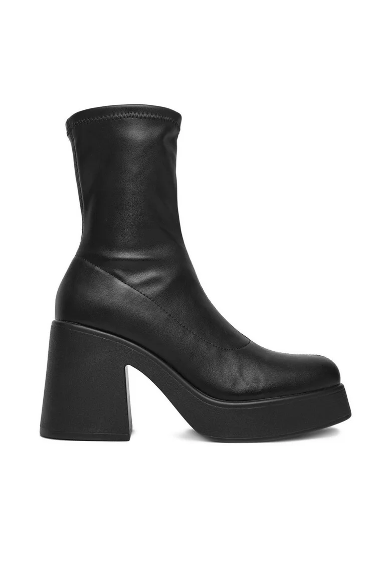 Botine dama,  cu toc masiv, negru,