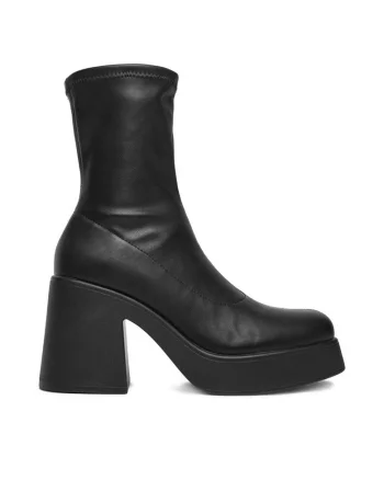 Botine dama,  cu toc masiv, negru,