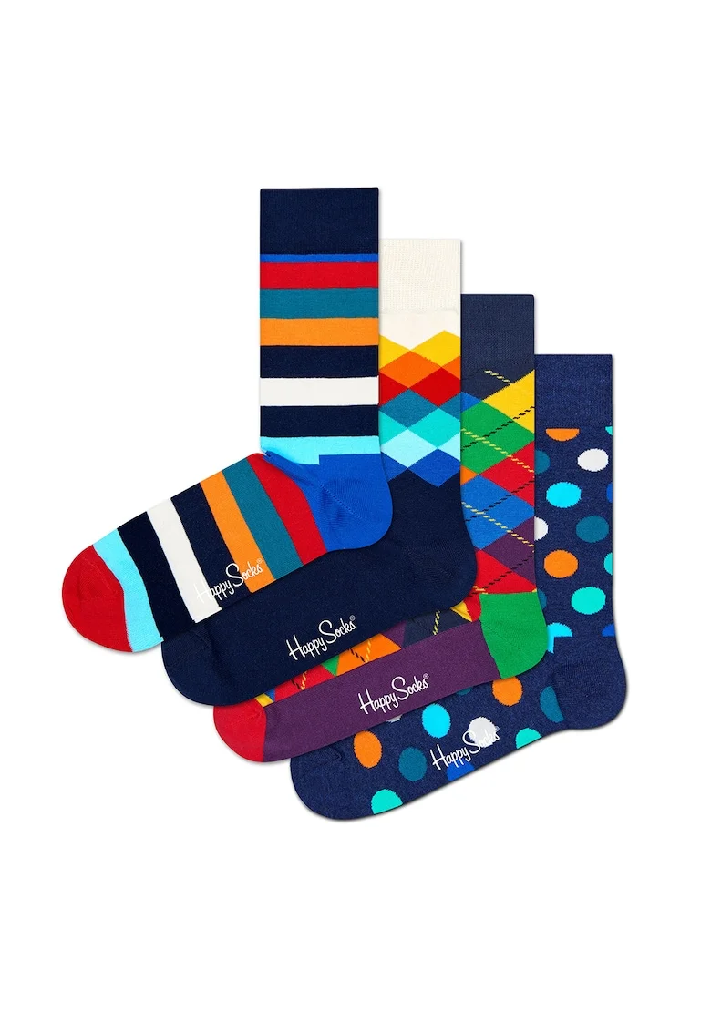 Set de sosete lungi cu model geometric - 4 perechi, Multicolor