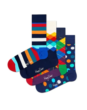 Set de sosete lungi cu model geometric - 4 perechi, Multicolor