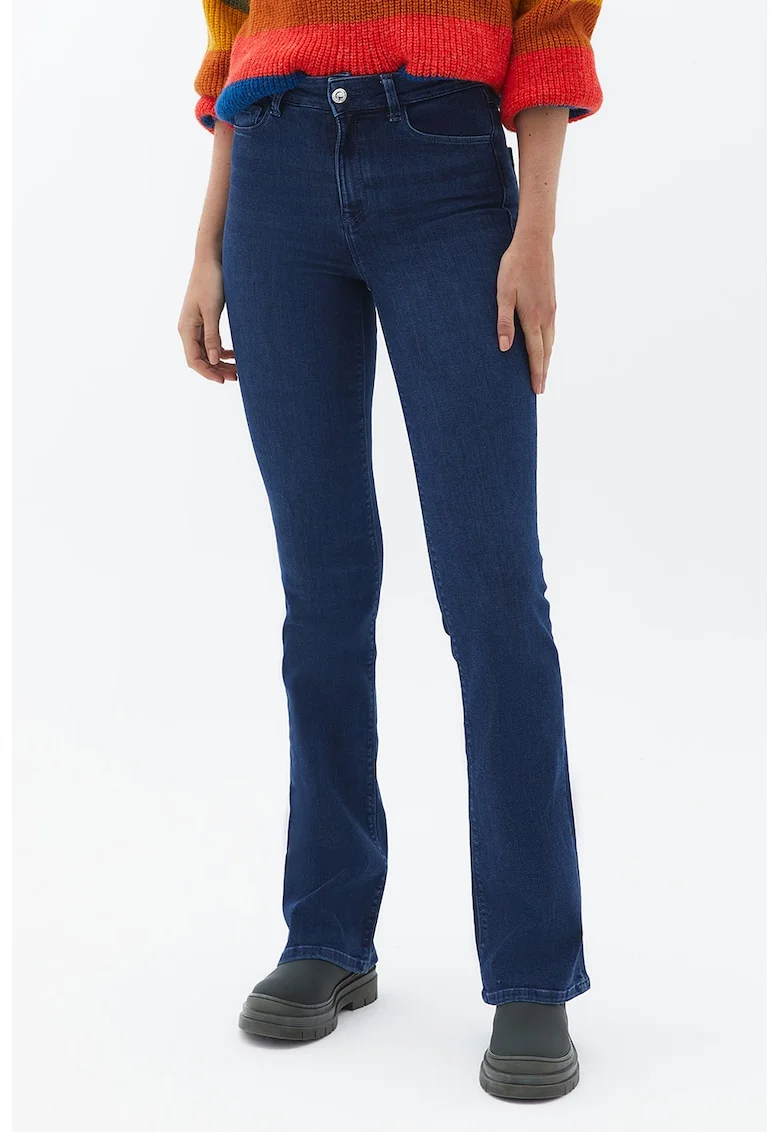 Blugi bootcut cu talie medie, Albastru