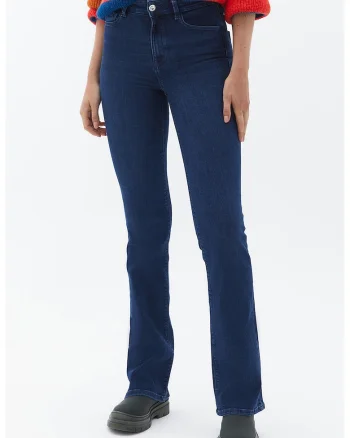 Blugi bootcut cu talie medie, Albastru