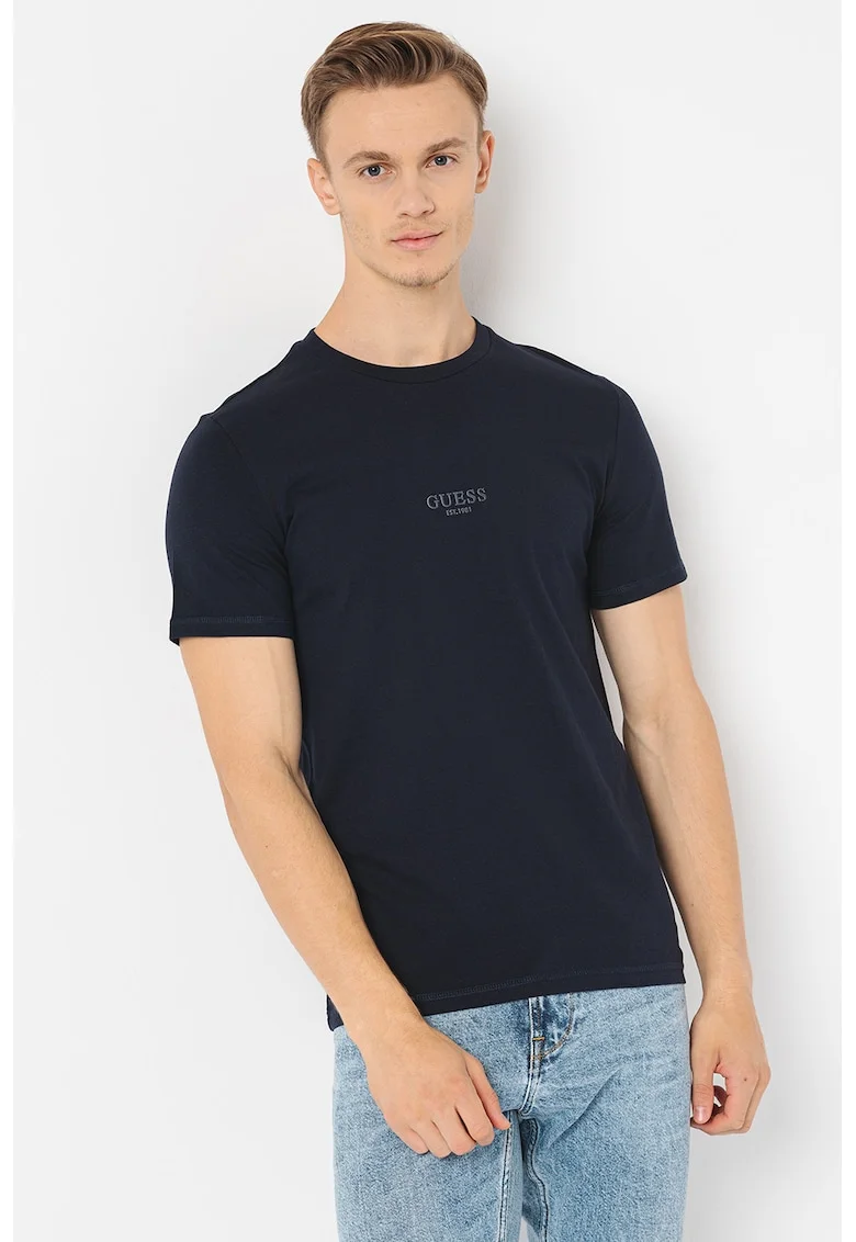 Tricou slim fit de bumbac, Albastru ultramarin