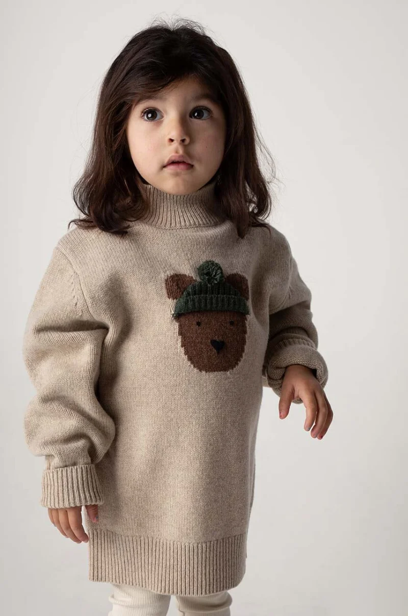 Donsje pulover de lână pentru copii Denn Merino Wool Sweater Bear