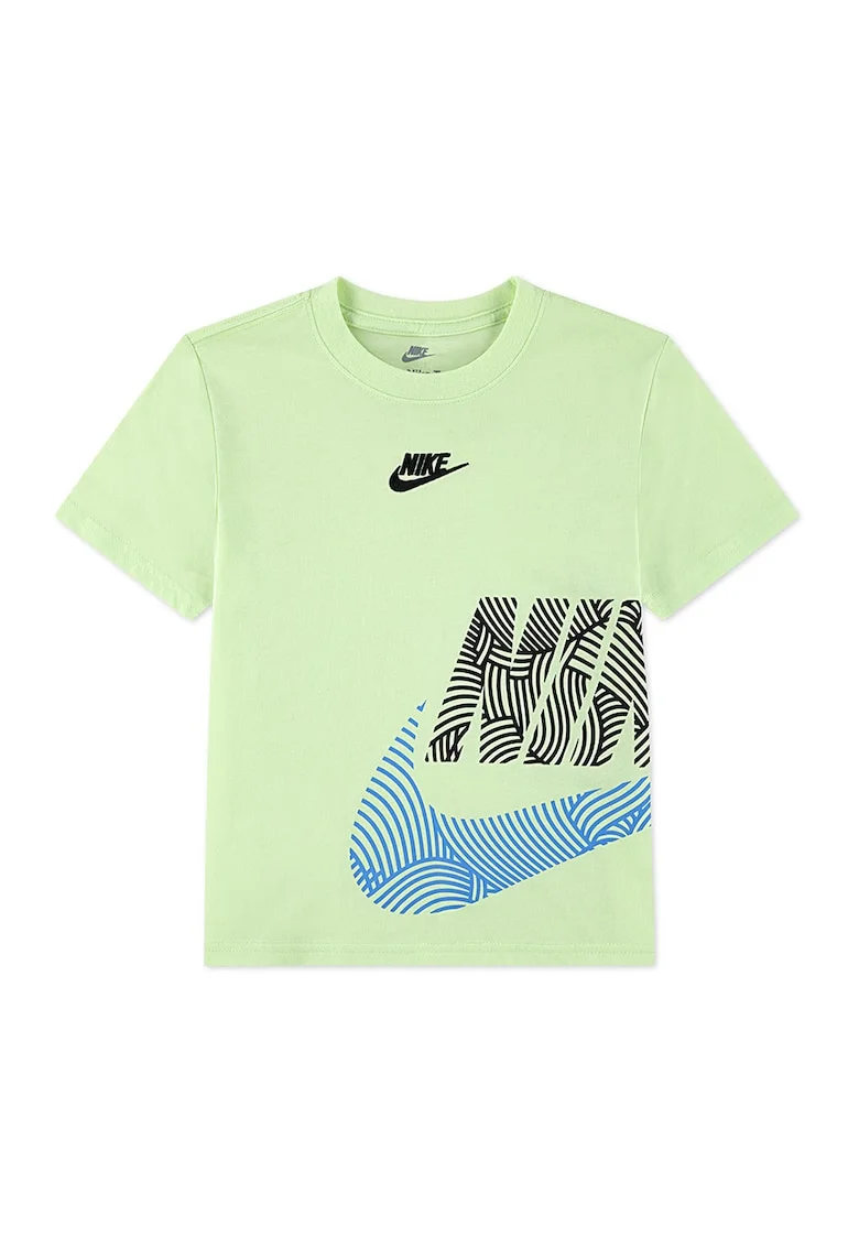 Tricou regular-fit cu logo, Albastru inchis/Negru stins/Verde pal