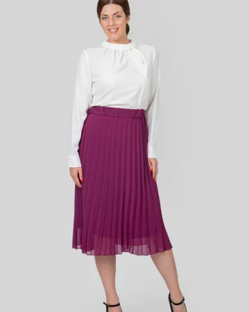 Fusta magenta din voal cu elastic in talie
