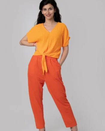 Pantaloni orange casual cu buzunare