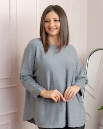 Pulover lejer Bailey cu maneci fluture - Gri