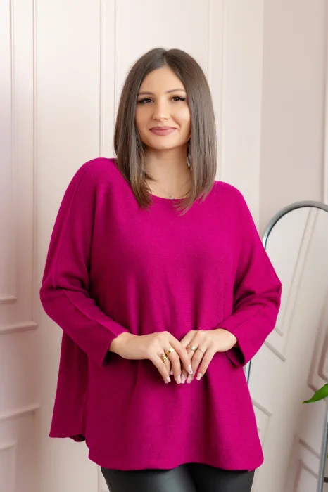 Pulover lejer Bailey cu maneci fluture - Fuchsia