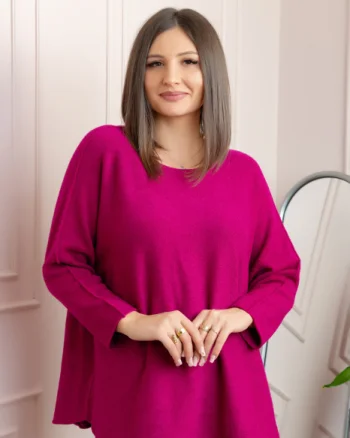 Pulover lejer Bailey cu maneci fluture - Fuchsia