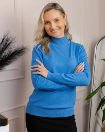 Pulover Ellen din tricot subtire cu guler inalt - Albastru
