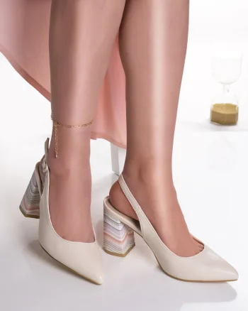 Pantofi dama crem piele ecologica roslin