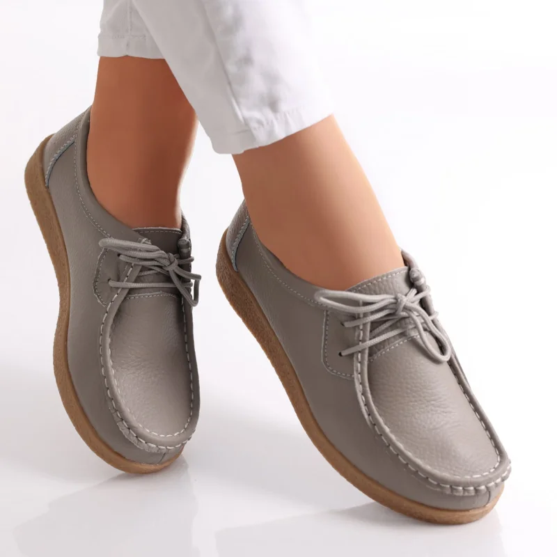Pantofi dama casual Gri piele naturala lucy