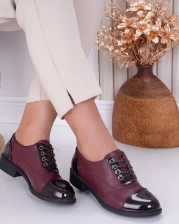 Pantofi dama casual Bordo din Piele Ecologica Erin