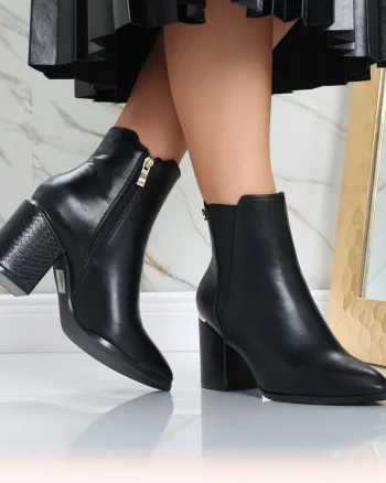 Botine dama Negre din Piele Ecologica Lamisa