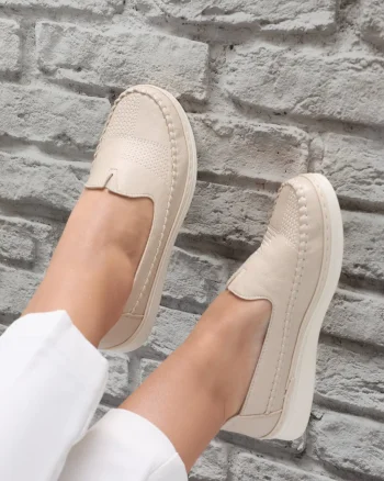 Pantofi dama casual bej din Piele Ecologica Zinam