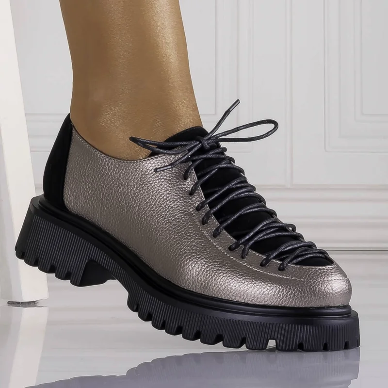 Pantofi dama casual Gri din piele ecologica Glenira