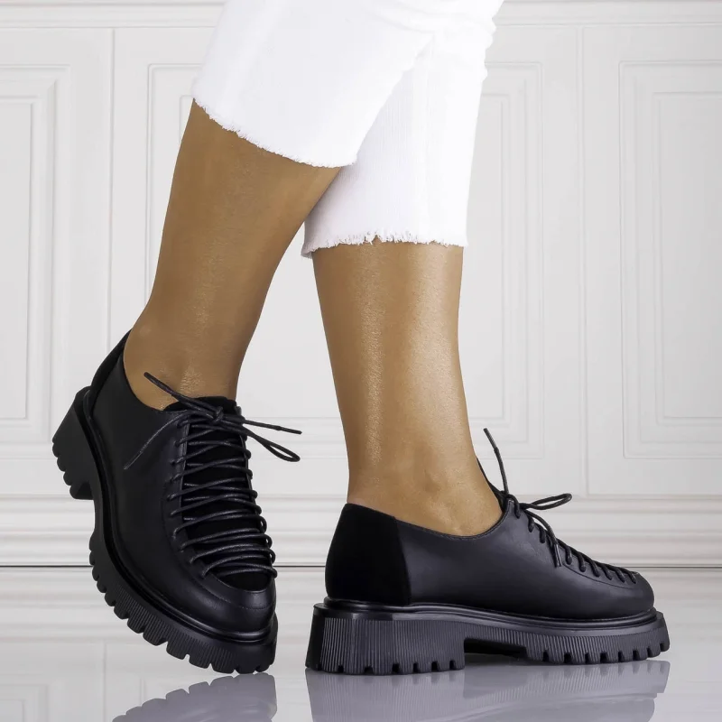 Pantofi dama casual Negri din piele ecologica Nivora
