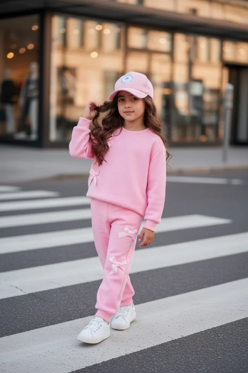 Trening casual roz cu fundite pentru fete - Miky