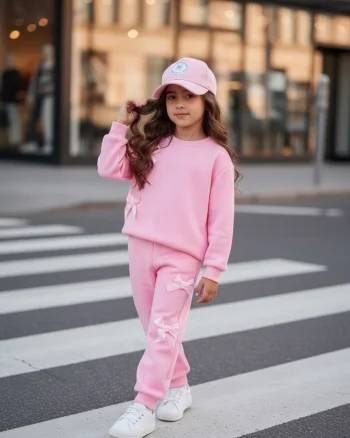 Trening casual roz cu fundite pentru fete - Miky