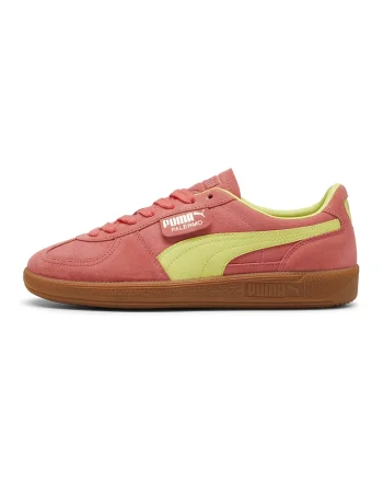 Pantofi sport Palermo de piele intoarsa si piele, Roz somon/Verde lime