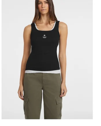 Top slim fit, Negru/Argintiu