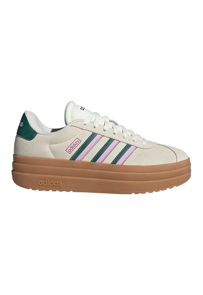 Pantofi sport VL Court Bold flatform din piele intoarsa, Lila/Verde englez/Alb murdar