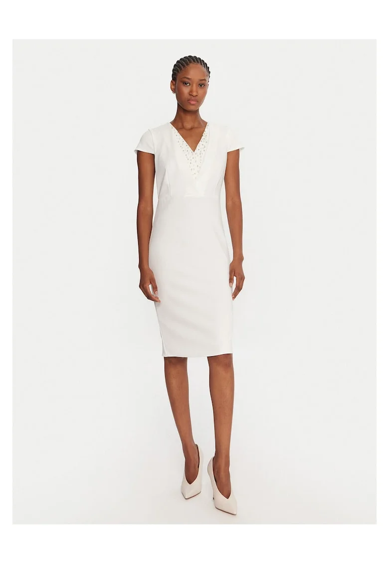 Rochie de cocktail,  alb, fabrica usoara,