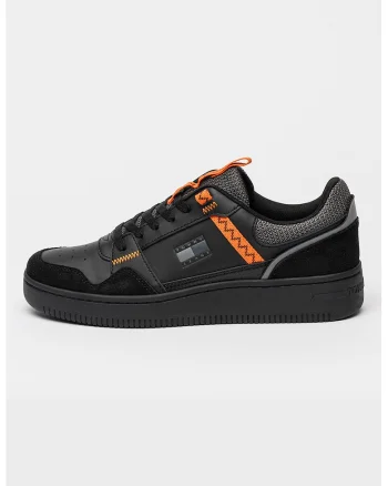 Pantofi sport Retro din piele, Negru/Portocaliu