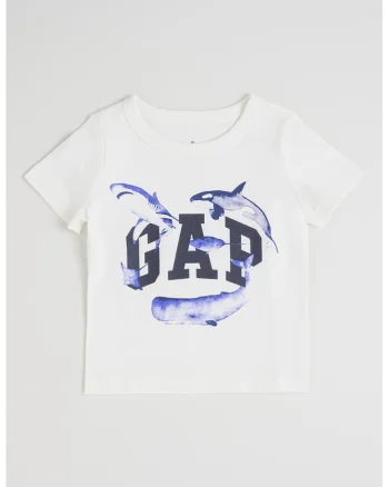 Tricou de bumbac organic, Alb murdar/Albastru