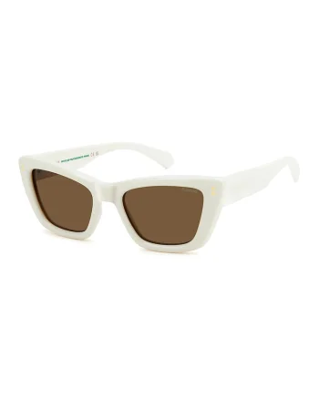 Ochelari de soare cat-eye cu lentile polarizate, Alb murdar