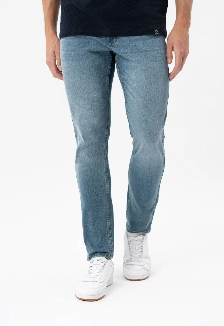 Blugi barbati, straigh fit, talie medie, bumbac, 5 buzunare,  D-Jacob 2, albastru, Albastru