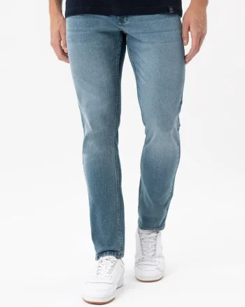 Blugi barbati, straigh fit, talie medie, bumbac, 5 buzunare,  D-Jacob 2, albastru, Albastru