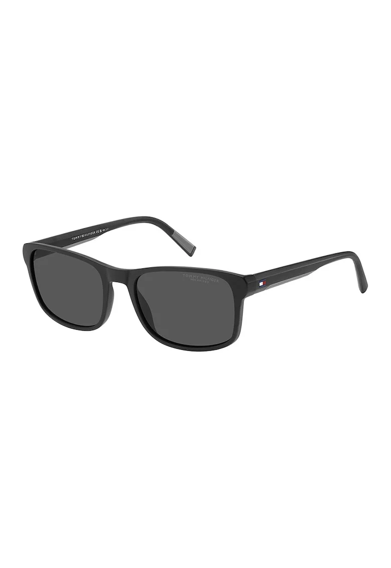 Ochelari de soare dreptunghiulari cu logo, Negru