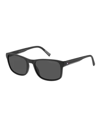 Ochelari de soare dreptunghiulari cu logo, Negru